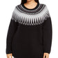 Suéter feminino plus size Fair Isle da Style &amp; Co, preto, tamanho 0X