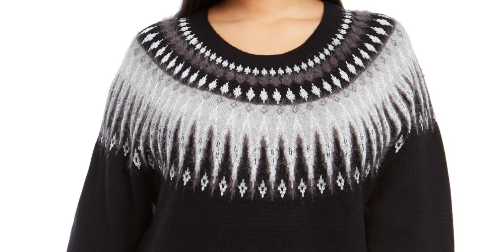 Suéter feminino plus size Fair Isle da Style &amp; Co, preto, tamanho 0X