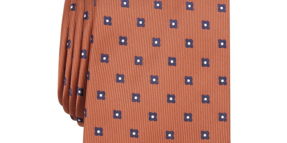 Gravata Club Room Masculina Classic Neat Laranja Tamanho Regular