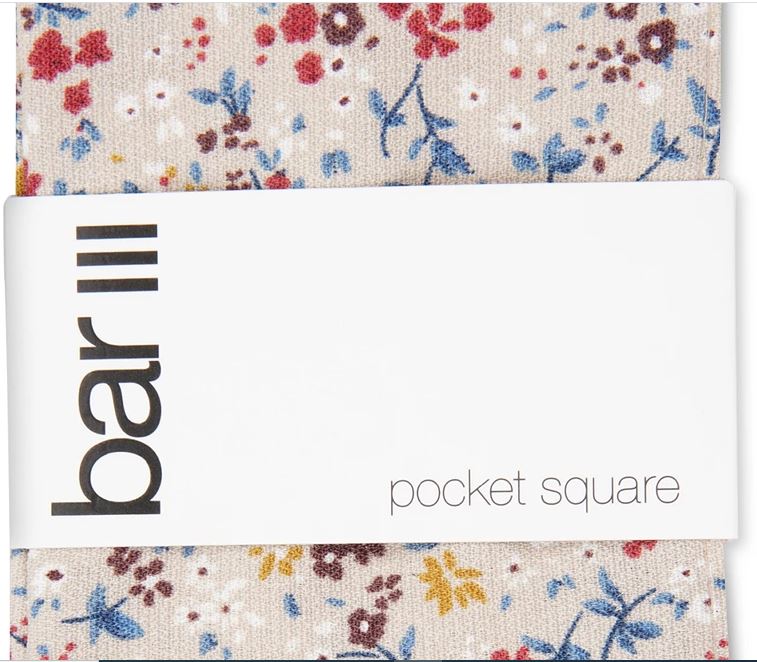 Lenço de bolso floral Lassen masculino Bar III, bege, tamanho regular