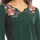 Top térmico feminino de algodão bordado pequeno Style &amp; Co, verde PP