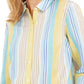 Camisa listrada de linho e praia feminina Charter Club, branca, tamanho médio