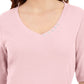 Blusa feminina Karen Scott com decote em V e detalhes em botões, rosa, tamanho grande