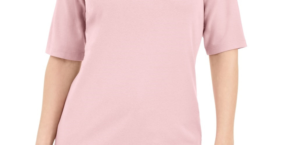 Blusa feminina Karen Scott com decote em V e detalhes em botões, rosa, tamanho grande