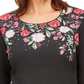 Karen Scott Blusa Roxanne Floral com Strass Feminina Preta Tamanho P