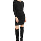 Vestido de festa curto com decote em joia e manga comprida Bar III feminino, preto, tamanho grande