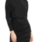 Vestido de festa curto com decote em joia e manga comprida Bar III feminino, preto, tamanho grande