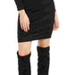 Vestido de festa curto com decote em joia e manga comprida Bar III feminino, preto, tamanho grande