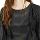 Blusa feminina Bar III estampada, manga comprida, gola alta, preta, tamanho grande