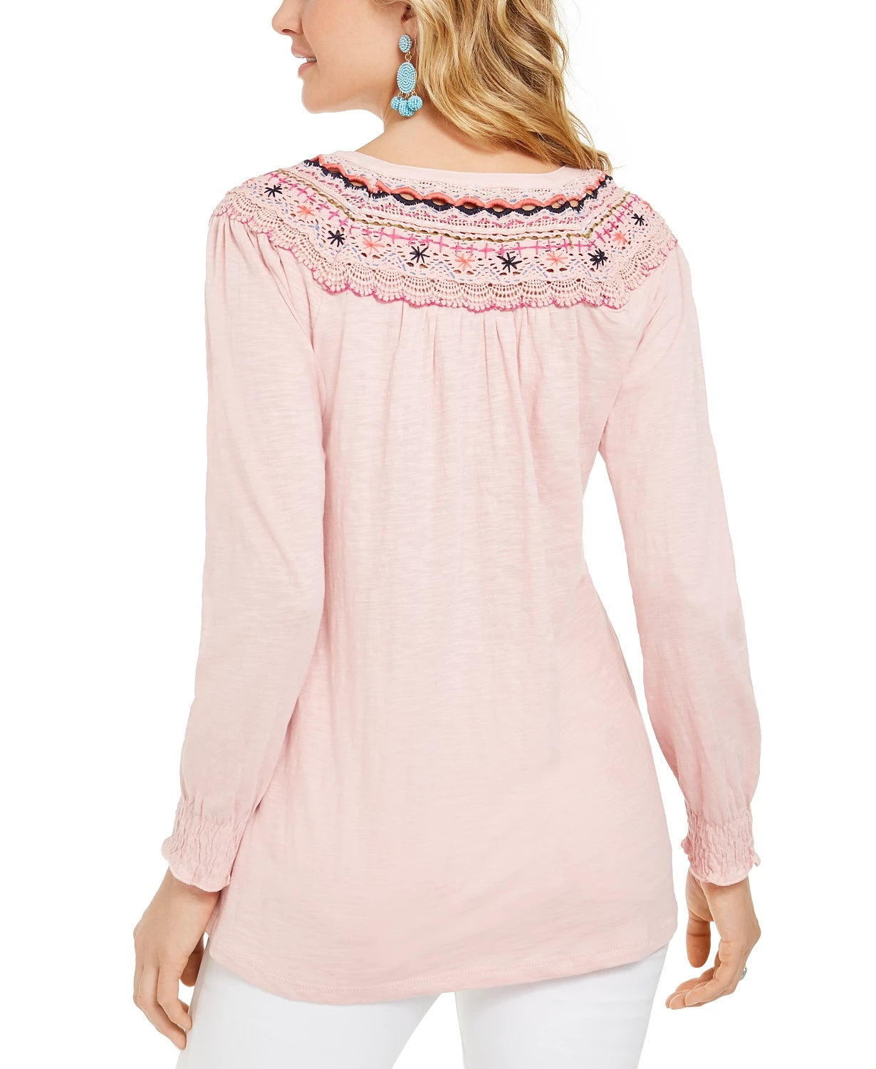 Blusa feminina bordada com ombro estilo &amp; co, dourada, tamanho médio