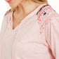 Blusa feminina bordada com ombro estilo &amp; co, dourada, tamanho médio
