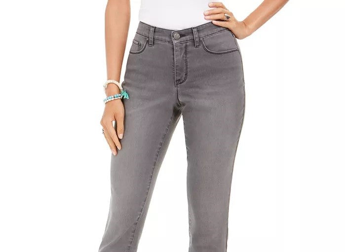 Jeans Curvy Fit Skinny com Bolso Brilhante, Tamanho 2, Cinza Escuro, Estilo &amp; Co Feminino