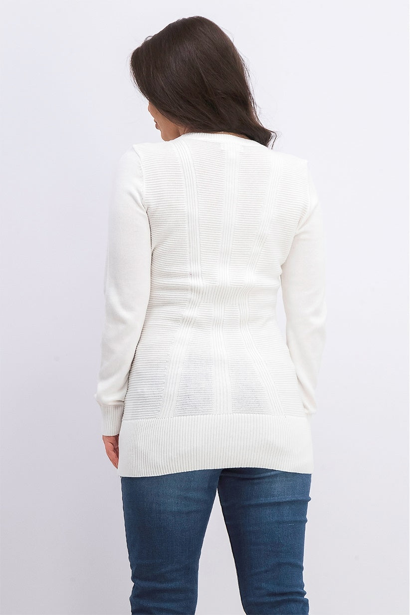 Suéter feminino estilo &amp; co com pontos mistos, branco, tamanho extragrande