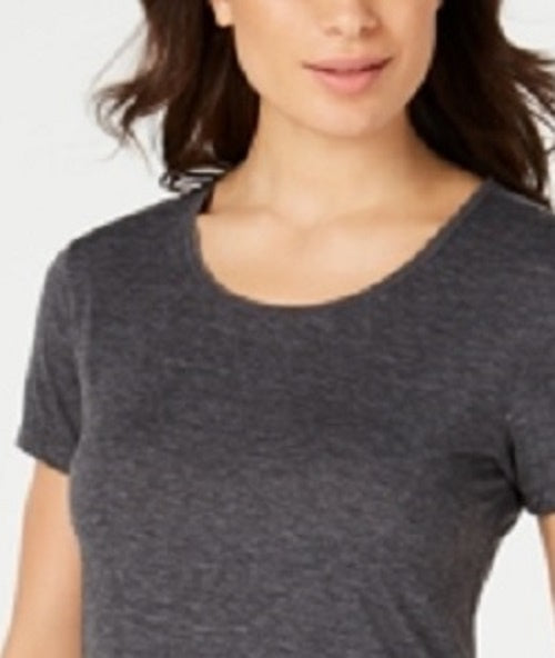 Camiseta feminina Ideology com costas em malha cinza escuro, tamanho X-G