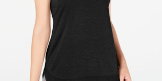 Ideology Women's Mesh Hem Tank Top Black Size Medium