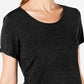 Camiseta feminina Ideology com bainha em malha, preta, tamanho médio