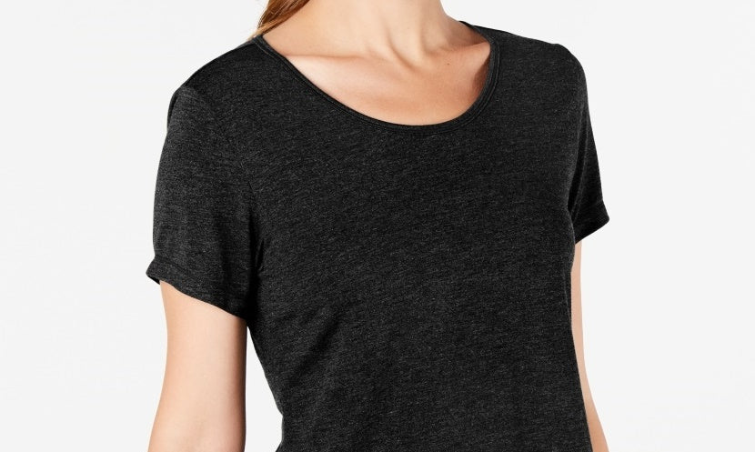 Camiseta feminina Ideology com bainha em malha, preta, tamanho médio