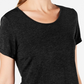 Camiseta feminina Ideology com bainha de malha, preta, tamanho X-S
