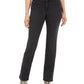 Calça jeans feminina estilo curvilíneo com perna reta, preta, tamanho 6