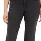 Calça jeans feminina estilo curvilíneo com perna reta, preta, tamanho 6
