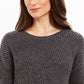 Suéter feminino canelado com ombros caídos, preto, tamanho extragrande, estilo &amp; co
