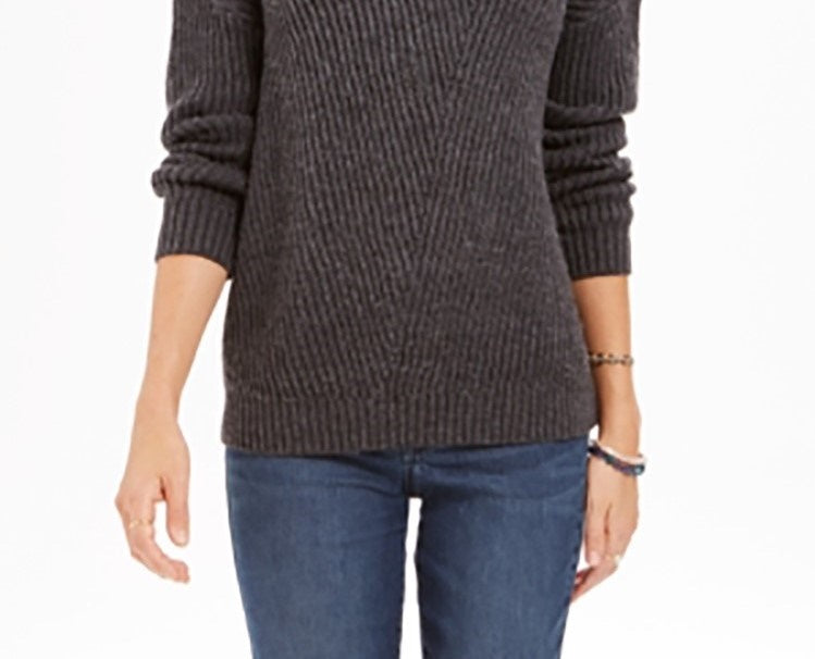 Suéter feminino canelado com ombros caídos, preto, tamanho extragrande, estilo &amp; co