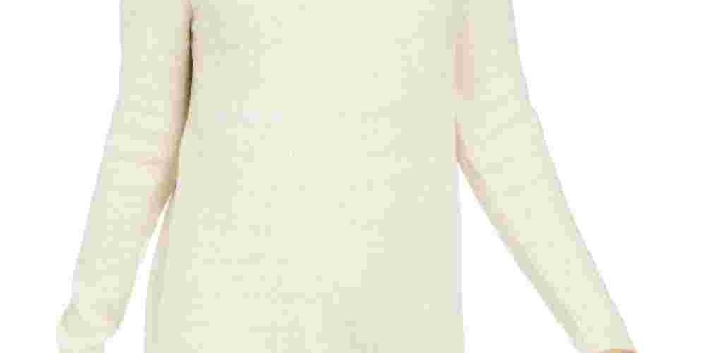 Camiseta feminina estilo &amp; Company com decote canoa e manga comprida em tons mesclados, bege, tamanho pequeno