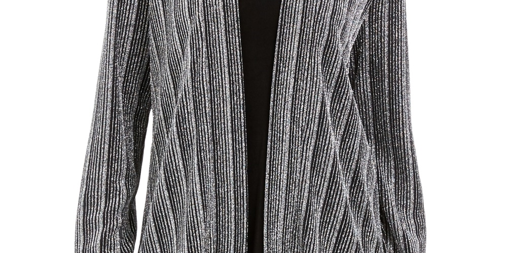 JM Collection Top Feminino Metálico em Camadas Preto Tamanho X-G