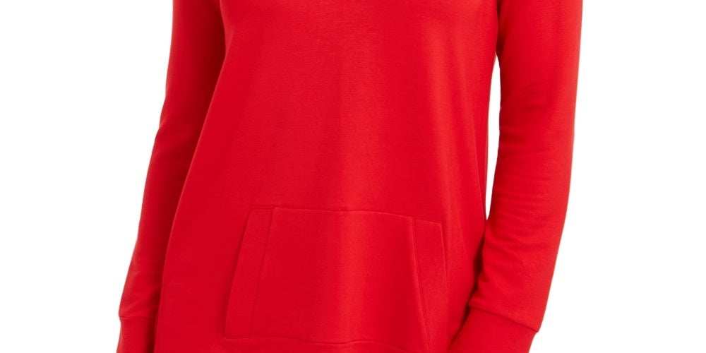 Túnica feminina Charter Club French Terry com decote em V, vermelha, tamanho grande