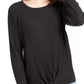 Suéter feminino canelado com nó da INC International Concepts, preto, tamanho XX-G