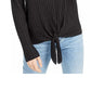 Suéter feminino canelado com nó da INC International Concepts, preto, tamanho XX-G