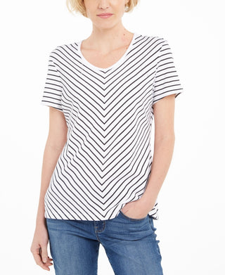 Karen Scott Blusa Listrada Feminina Branca Tamanho P