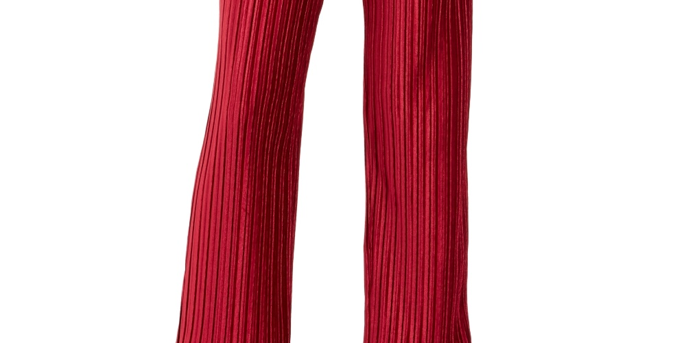 Calça feminina Alfani de veludo plissada, tamanho vinho, pequena e grande