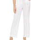 Calça feminina listrada JM Collection, branca, tamanho XX-G