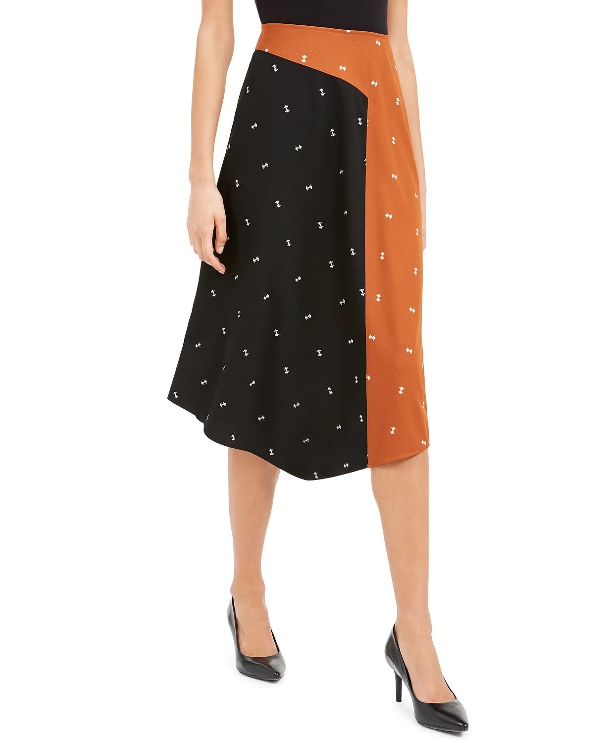 Saia plissada midi estampada feminina Alfani marrom tamanho 4