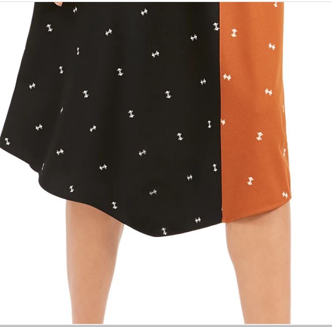 Saia feminina Alfani com estampa dupla assimétrica, marrom, tamanho 6