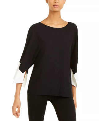 Suéter feminino Alfani com manga quimono e blocos de cores, preto, tamanho pequeno
