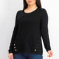Suéter feminino Alfani com costura e ferragens, preto, tamanho pequeno