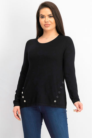 Suéter feminino Alfani com costura e ferragens, preto, tamanho pequeno