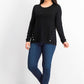 Suéter feminino Alfani com costura e ferragens, preto, tamanho pequeno
