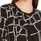 Blusa feminina Alfani com pregas frontais estampadas, preta, tamanho X-S