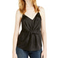 INC International Concepts Top feminino liso com torção frontal, preto, tamanho pequeno