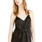 INC International Concepts Top feminino liso com torção frontal, preto, tamanho pequeno