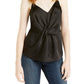 INC International Concepts Top feminino liso com torção frontal, preto, tamanho pequeno