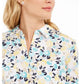 Camisa feminina de algodão com estampa floral Charter Club, branca, tamanho X-S