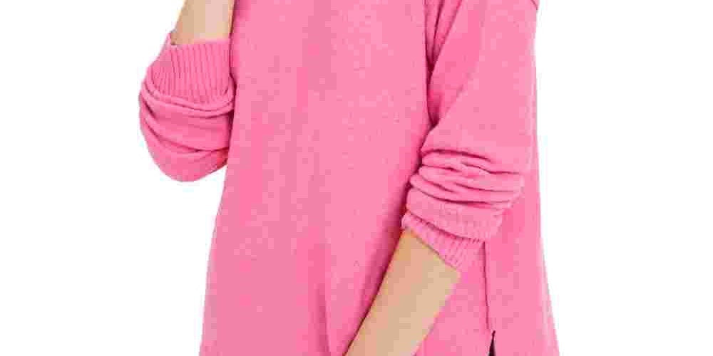 Camiseta feminina Bar III de manga comprida e gola alta, rosa, tamanho XX-G