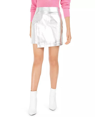 Minissaia metálica Becca Tilley X Bar III feminina, tamanho médio, prateada