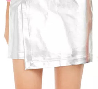 Minissaia metálica Becca Tilley X Bar III feminina, tamanho médio, prateada