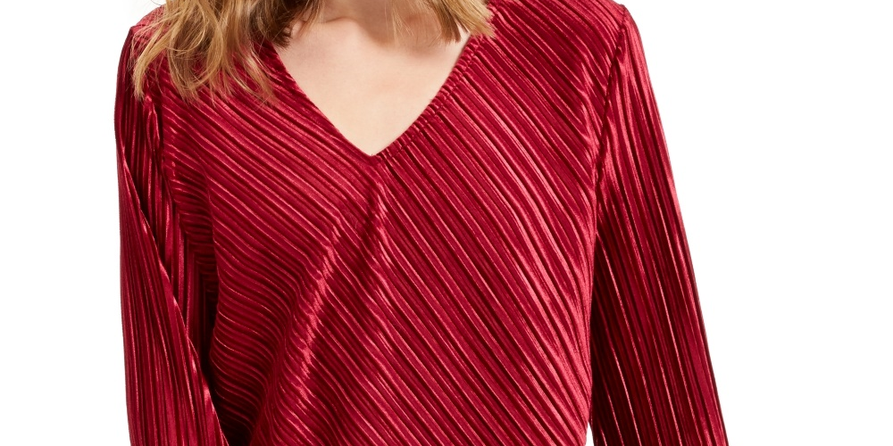 Blusa de veludo canelada feminina Alfani, tamanho vinho, pequena e pequena