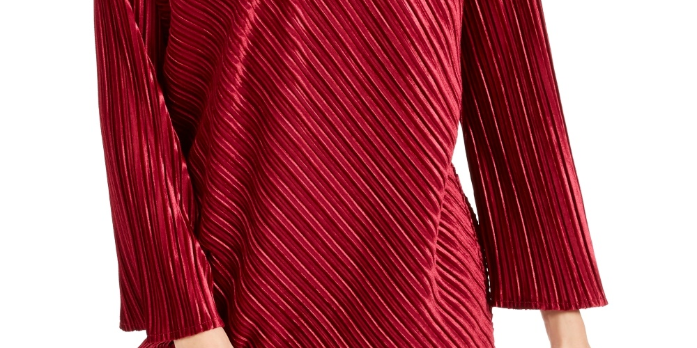 Blusa de veludo canelada feminina Alfani, tamanho vinho, pequena e pequena